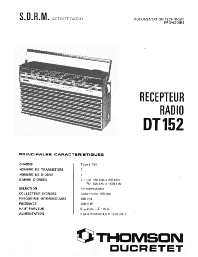 DUCRETET THOMSON dt 152  . Rare and Ancient Equipment DUCRETET THOMSON DT152 dt 152.pdf