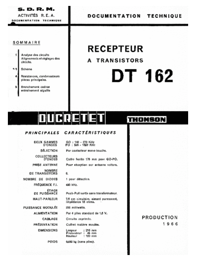 DUCRETET THOMSON dt 162  . Rare and Ancient Equipment DUCRETET THOMSON DT162 dt 162.pdf