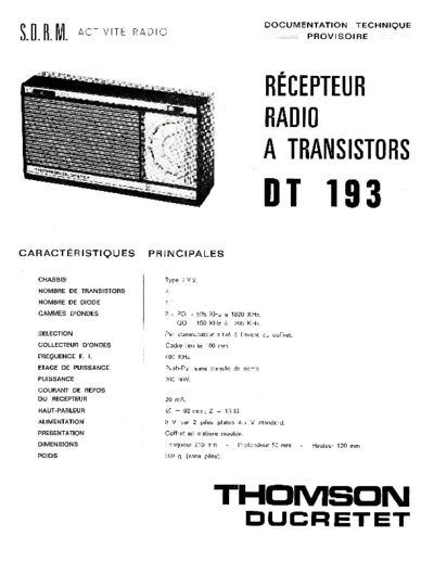 DUCRETET THOMSON dt 193  . Rare and Ancient Equipment DUCRETET THOMSON DT193 dt 193.pdf