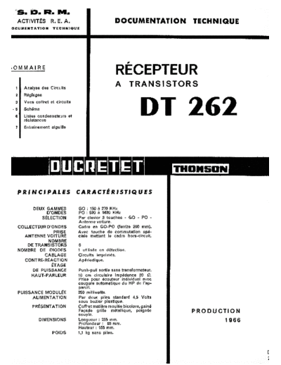 DUCRETET THOMSON dt 262  . Rare and Ancient Equipment DUCRETET THOMSON DT262 dt 262.pdf