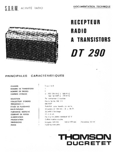 DUCRETET THOMSON dt 290  . Rare and Ancient Equipment DUCRETET THOMSON DT290 dt 290.pdf