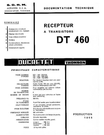 DUCRETET THOMSON dt 460  . Rare and Ancient Equipment DUCRETET THOMSON DT460 dt 460.pdf