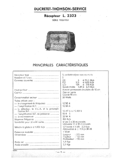 DUCRETET THOMSON l 2323  . Rare and Ancient Equipment DUCRETET THOMSON L2323 l 2323.pdf