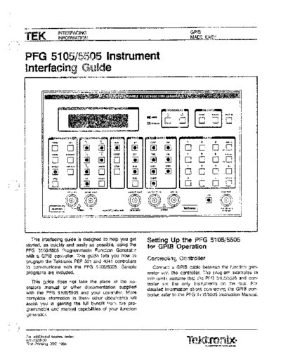 Tektronix TEK PFG 5105 252C 5505 Instrument Interfacing Guide  Tektronix TEK PFG 5105_252C 5505 Instrument Interfacing Guide.pdf