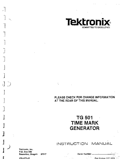Tektronix TEK TG 501 Instruction  Tektronix TEK TG 501 Instruction.pdf