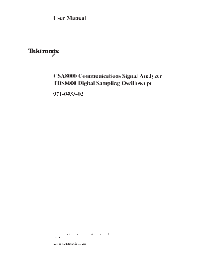 Tektronix TEK CSA 8000 User  Tektronix TEK CSA 8000 User.pdf