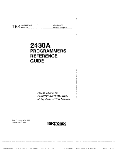Tektronix TEK 2430A Programmers Reference Guide  Tektronix TEK 2430A Programmers Reference Guide.pdf