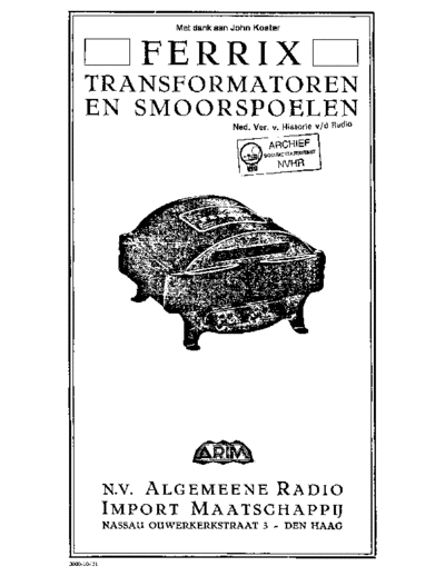 FERRIX Ferrix Voedingstrafos31  . Rare and Ancient Equipment FERRIX Voedingstrafos31 Ferrix_Voedingstrafos31.pdf