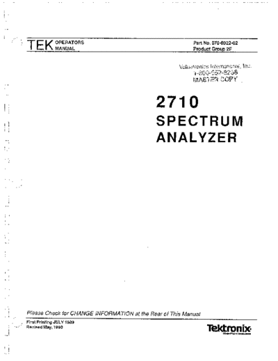 Tektronix TEK 2710 Operator  Tektronix TEK 2710 Operator.pdf
