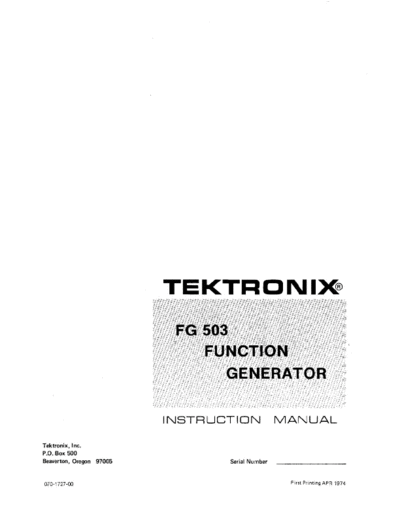 Tektronix TEK FG503 Instruction  Tektronix TEK FG503 Instruction.pdf