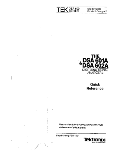 Tektronix TEK DSA 601A 252C 602A Quick Reference  Tektronix TEK DSA 601A_252C 602A Quick Reference.pdf