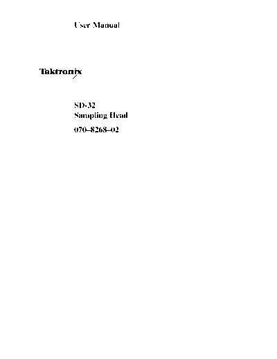 Tektronix TEK SD32 User  Tektronix TEK SD32 User.pdf