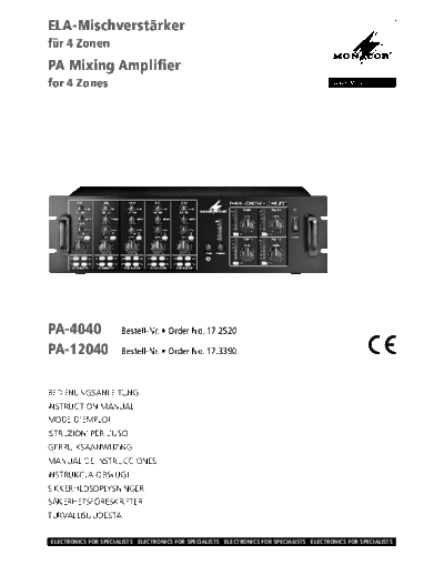 MONACOR pa4040  . Rare and Ancient Equipment MONACOR PA-4040 pa4040.pdf