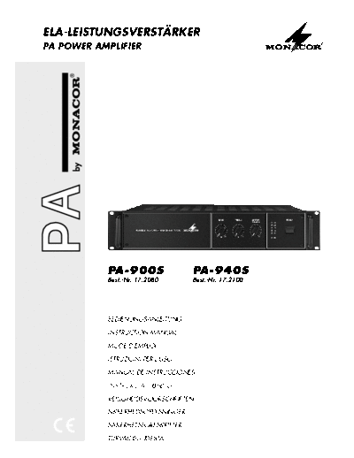 . Rare and Ancient Equipment PA940S  . Rare and Ancient Equipment MONACOR PA-900 PA940S.pdf