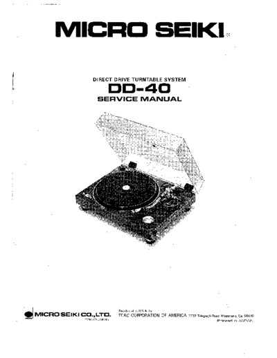 MICROSEIKI DD-40 Service Manual  . Rare and Ancient Equipment MICROSEIKI DD-40 DD-40 Service Manual.pdf