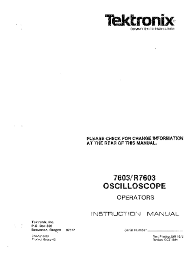 Tektronix TEK 7603 252C R7603 Operator  Tektronix TEK 7603_252C R7603 Operator.pdf