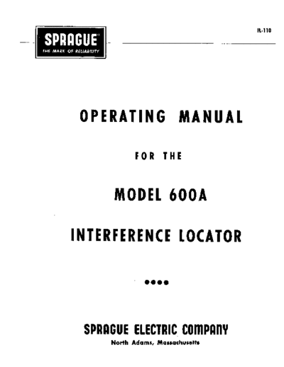 SPRAQUE 600a  . Rare and Ancient Equipment SPRAQUE 600A 600a.pdf