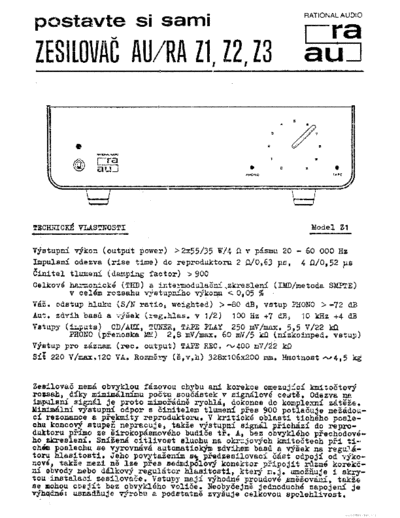 RATIONAL AUDIO hfe   au-ra z1 z2 z3 assembly cz  . Rare and Ancient Equipment RATIONAL AUDIO Z1  Z2  Z3 hfe_rational_audio_au-ra_z1_z2_z3_assembly_cz.pdf