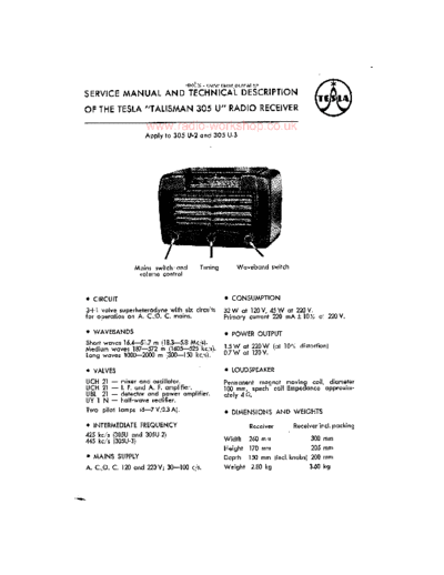 TESLA Talisman 305U  . Rare and Ancient Equipment TESLA Talisman 305U Talisman 305U.pdf