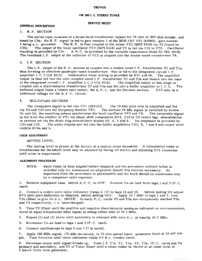 TRUVOX hfe truvox fm 200 ic service sheet en  . Rare and Ancient Equipment TRUVOX FM 200 IC hfe_truvox_fm_200_ic_service_sheet_en.pdf