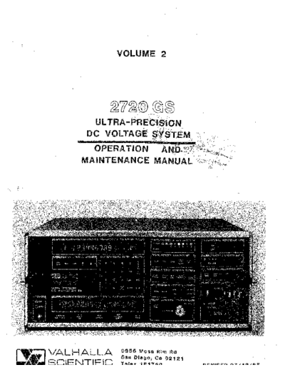 Valhalla Scientific 2720GS Ultra-Precision DC Voltage System Calibrator Service Manual  . Rare and Ancient Equipment Valhalla 2720GS Valhalla_Scientific_2720GS_Ultra-Precision_DC_Voltage_System_Calibrator_Service_Manual.pdf