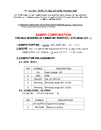 . Various TL5001CD - Sampo L0048 - 79AL15  . Various CCFL CIRCUITS CCFL Circuits TL5001CD - Sampo L0048 - 79AL15.pdf