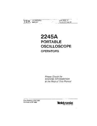 Tektronix TEK 2245A Operator  Tektronix TEK 2245A Operator.pdf