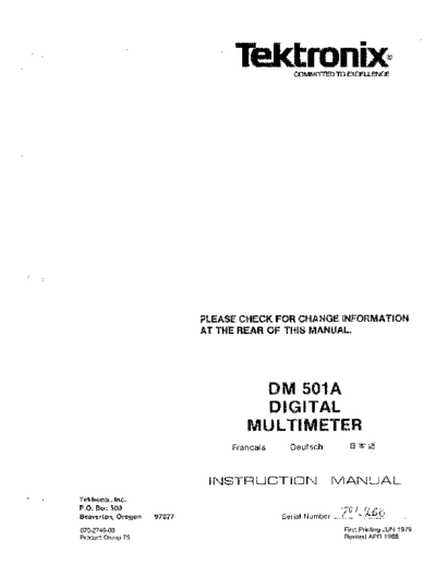 Tektronix TEK DM501A Instruction  Tektronix TEK DM501A Instruction.pdf