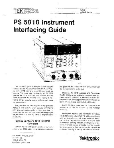 Tektronix TEK PS5010 Interfacing Guide  Tektronix TEK PS5010 Interfacing Guide.pdf