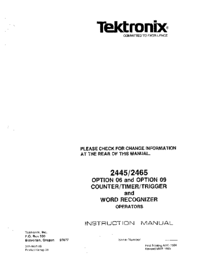 Tektronix TEK 2445 252C 2465 Opt. 6 & Opt. 9 Operator  Tektronix TEK 2445_252C 2465 Opt. 6 & Opt. 9 Operator.pdf