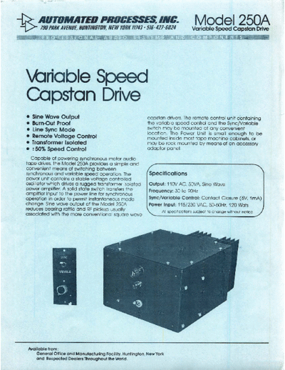 . Various API 250A Variable Speed Capstand Drive  . Various SM scena API API_250A_Variable_Speed_Capstand_Drive.pdf