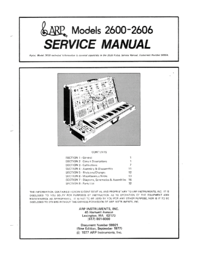 . Various ARP 2600 Service Manual  . Various SM scena ARP ARP 2600 Service Manual.pdf
