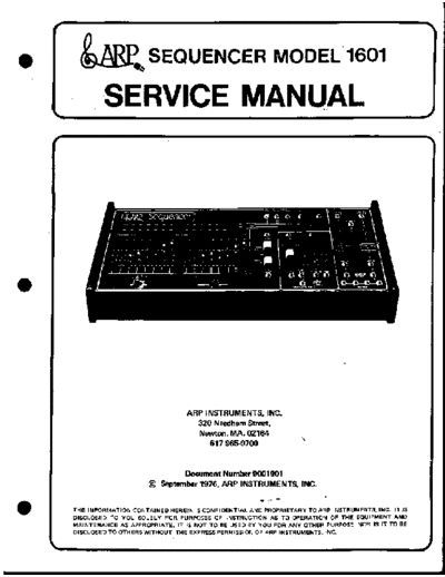 . Various ARP Sequencer 1601 Service Manual  . Various SM scena ARP ARP Sequencer 1601 Service Manual.pdf