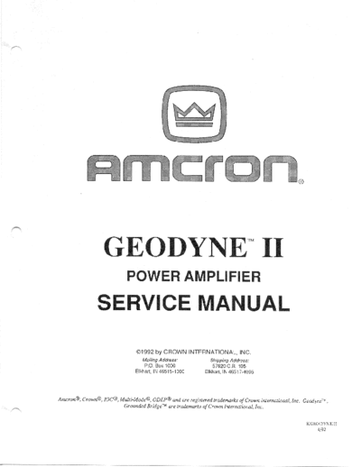 . Various GeodyneIISvcManual  . Various SM scena Crown GeodyneIISvcManual.pdf