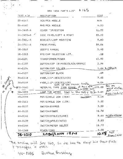 . Various 165-165A Parts List  . Various SM scena DBX 165-165A Parts List.pdf