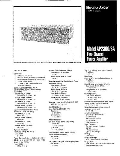 . Various ElectroVoice-AP2300SA pwramp  . Various SM scena ElectroVoice ElectroVoice-AP2300SA pwramp.pdf