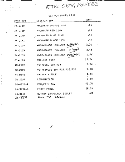 . Various 904 Parts List  . Various SM scena DBX 904 Parts List.pdf