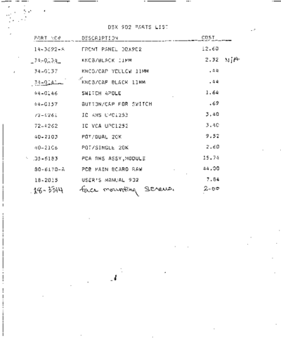 . Various 902 Parts List  . Various SM scena DBX 902 Parts List.pdf