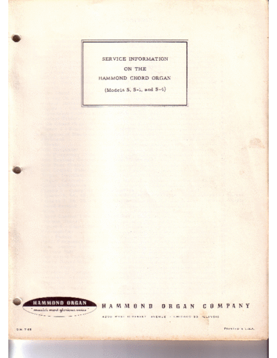 . Various HammondChordOrganServiceManual-ModelsSS1S4  . Various SM scena Hammond HammondChordOrganServiceManual-ModelsSS1S4.pdf