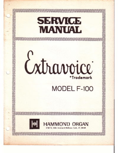 . Various HammondF-100ExtravoiceServiceManual  . Various SM scena Hammond HammondF-100ExtravoiceServiceManual.pdf