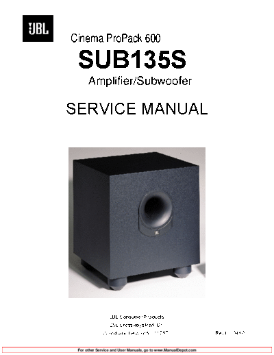 . Various JBL SUB-135 Service Manual  . Various SM scena JBL JBL SUB-135 Service Manual.pdf