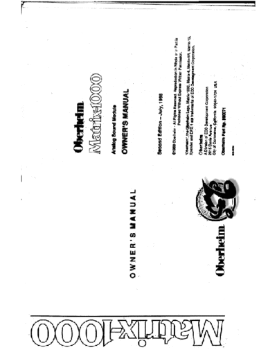 . Various Oberheim Matrix 1000 Owners Manual  . Various SM scena Oberheim Oberheim Matrix 1000 Owners Manual.pdf