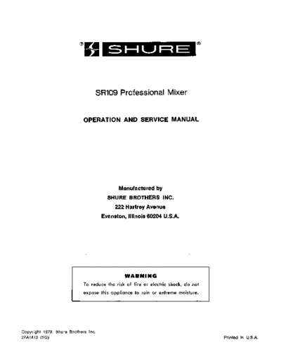 . Various Shure-SR109 mixer  . Various SM scena Shure Shure-SR109 mixer.pdf