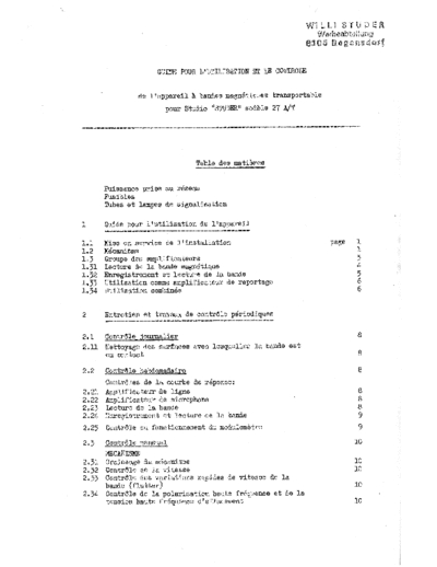 . Various Studer Model 27 OpServ F  . Various SM scena Studer Studer_Model_27_OpServ_F.pdf