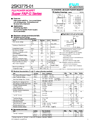 Fuji 2sk3775  . Electronic Components Datasheets Active components Transistors Fuji 2sk3775.pdf