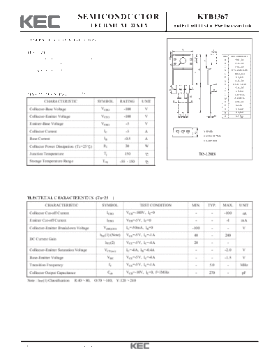 KEC ktb1367  . Electronic Components Datasheets Active components Transistors KEC ktb1367.pdf