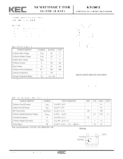 KEC ktc601u  . Electronic Components Datasheets Active components Transistors KEC ktc601u.pdf