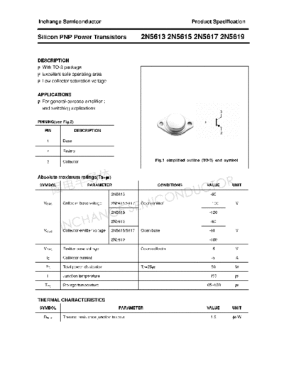 Inchange Semiconductor 2n5613 2n5615 2n5617 2n5619  . Electronic Components Datasheets Active components Transistors Inchange Semiconductor 2n5613_2n5615_2n5617_2n5619.pdf