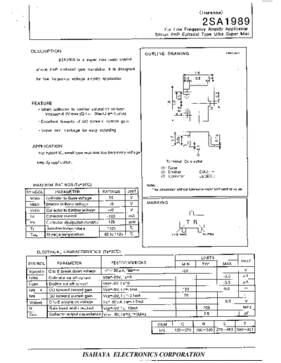Isahaya 2sa1989  . Electronic Components Datasheets Active components Transistors Isahaya 2sa1989.pdf