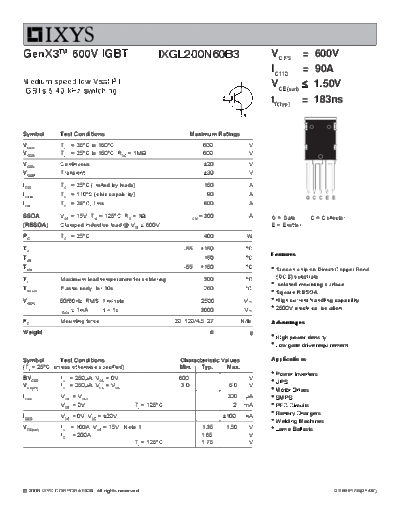 Ixys ixgl200n60b3  . Electronic Components Datasheets Active components Transistors Ixys ixgl200n60b3.pdf